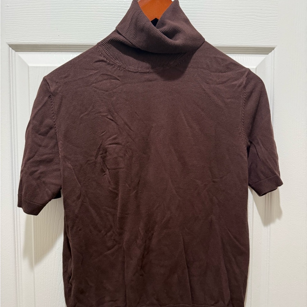 Mango Deep Brown Turtleneck Top